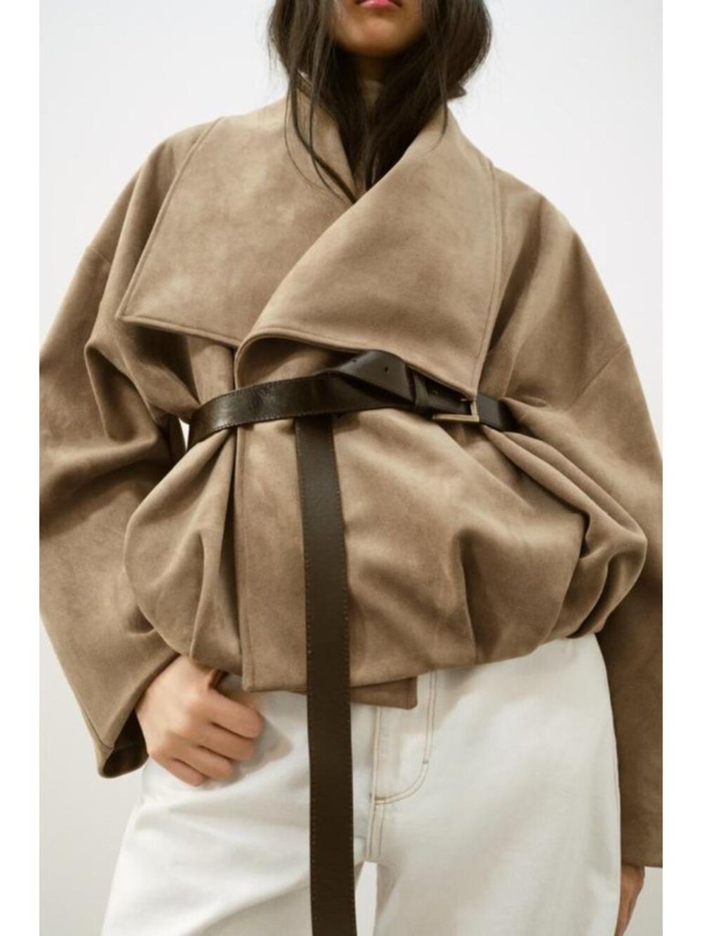 ZARA FAUX SUEDE WRAP JACKET - Picture 3 of 10